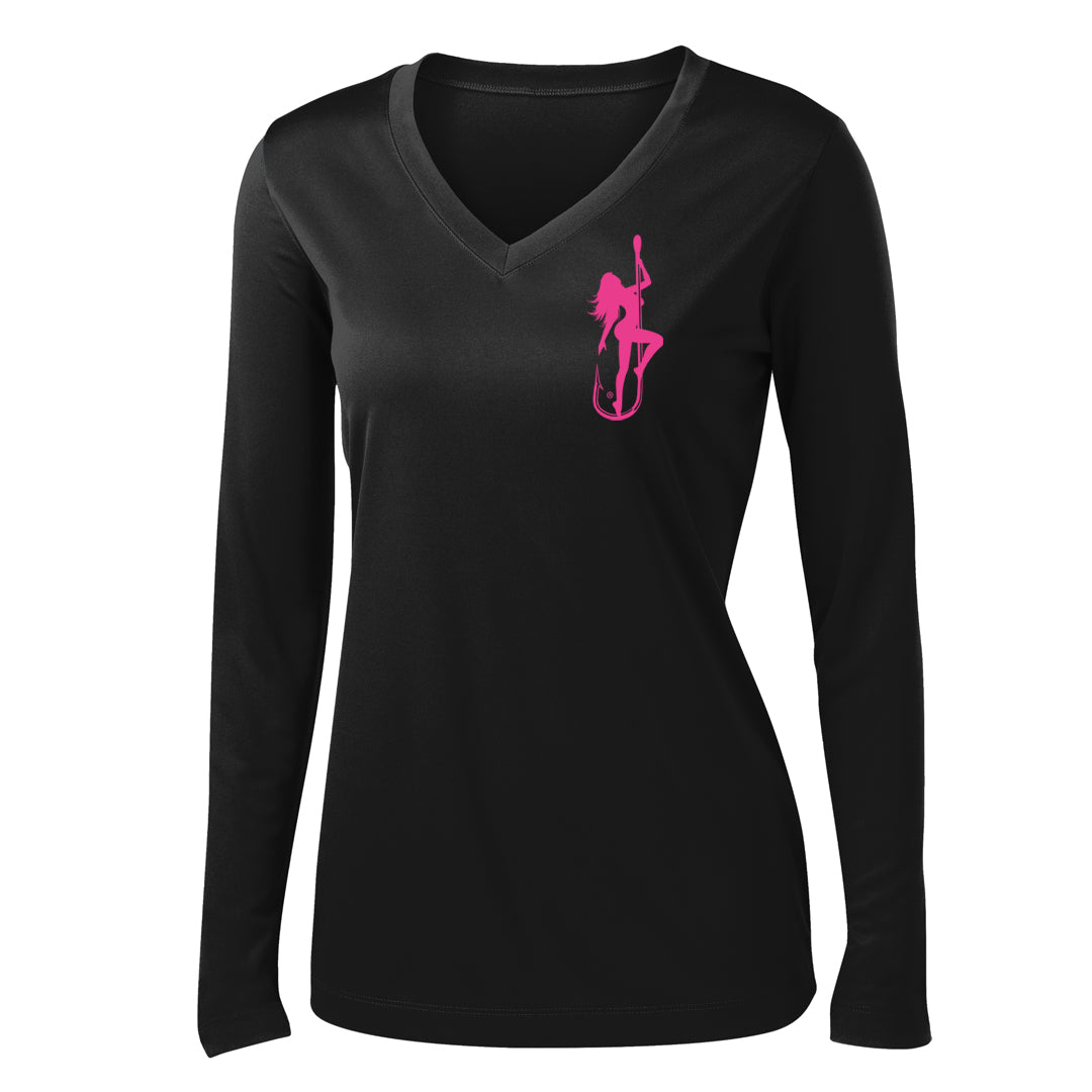 Dirty Hooker Classic Pink Ladies V-neck Dry Fit